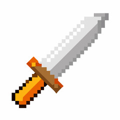 Pixel Art Sword Retro 8 Bit Weapon Design for Video Game Graphics