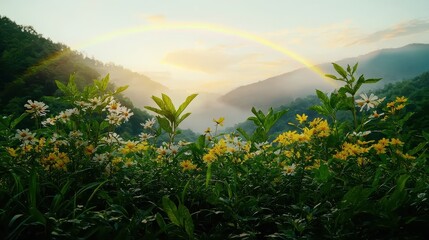 Fototapeta premium Tranquil rainbow valley a nature panorama