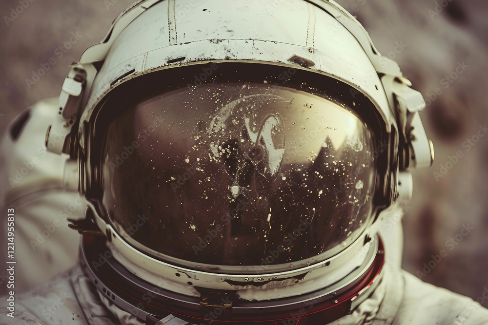 Poster image of person in a protective spacesuit made generative ai
