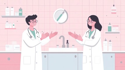 Doctor demonstrates effective handwashing techniques in a clinical setting for public health awareness