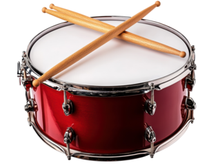 Isolated Red Drum with Wooden Drumsticks