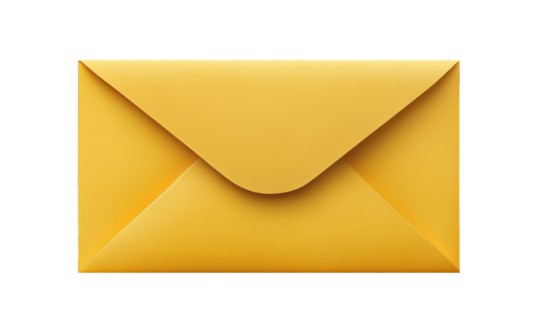 an open yellow envelope isolated on transparent background