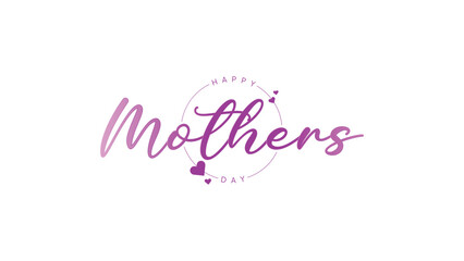 Happy Mother's Day Calligraphy With Purple Hearts Text Sign Design