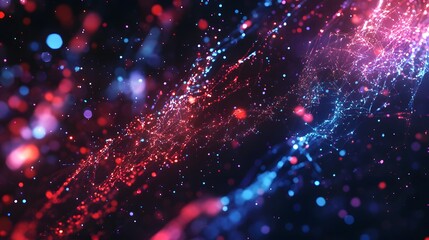 Vivid Neon Light Streaks Pulsating Across a Dark Background