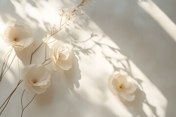 Elegant white flowers casting soft shadows.