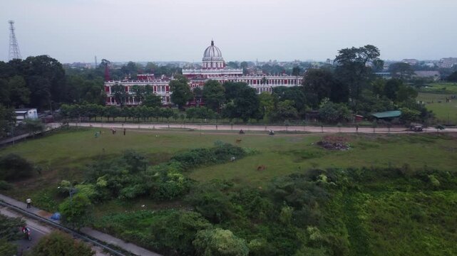 Historical monument Cooch Behar palace and museum in Cooch Behar city, West Bengal, Drone shot