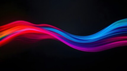 Dynamic Neon Light Streaks Pulsating Against a Dark Background