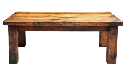 Empty wooden table isolated on transparent background