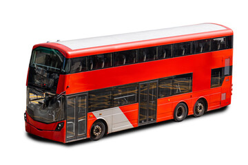 Double-decker shuttle red bus isolated on white background © aapsky