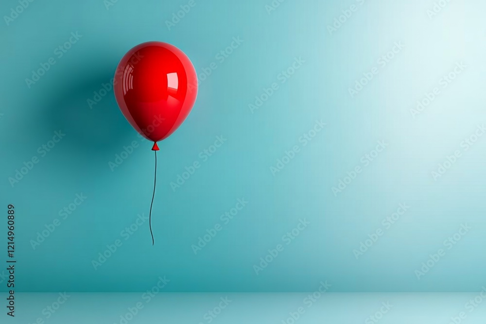 Poster A single balloon floating upward, illustrated with a simple line and a vibrant red or blue color pop