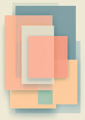 Fototapeta premium Abstract background composition with overlapping geometric shapes in soft pastel colors