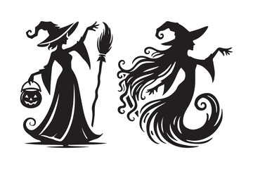 Witch silhouette vector icon, isolated on white background