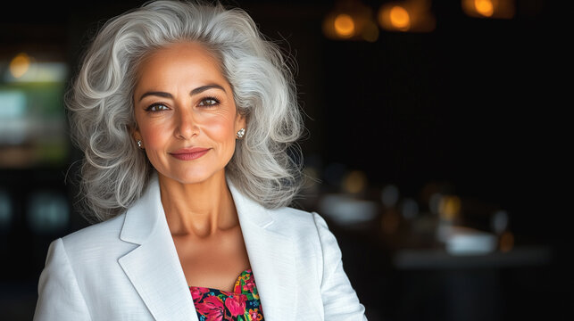 Elegant Mexican woman hostess at a stylish venue