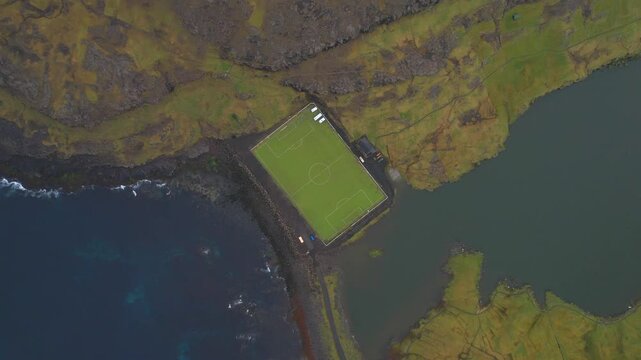 Eidi, Faroe Islands, from the Sky: The Field that Embraces Nature
