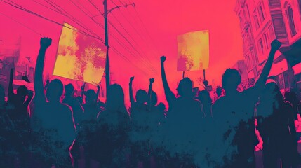 Grassroots activism rally using digital tools to unite voices for social change in urban setting