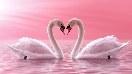 Fototapeta premium Swans in love serene lake nature photo