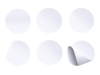 Isolated Set of White Round Stickers