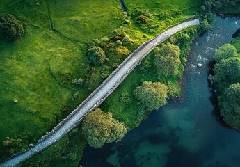 Skelwith Bridge and Loughrigg Aerial. Sunrise Lake Dist