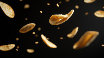Flying orange chips create an explosion of flavor in a visually appealing composition