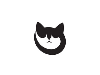 Obraz premium Cat silhouette. Black cute cat silhouette isolated on white background. Cute cat. Vector illustration.