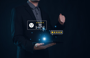 Online customer satisfaction survey feedback and ratings for business success, Quality service evaluation positive customer reviews.