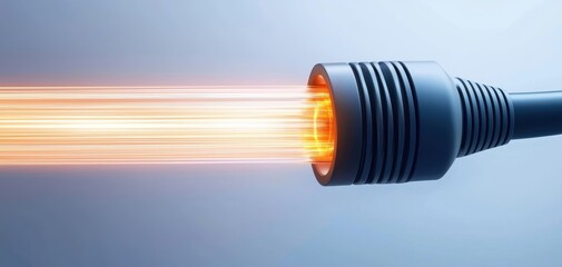 Vibrant fiber optic cables with glowing pulses traveling through them, symbolizing ultra-fast internet speeds and broadband technology