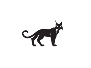 Silhouette of Black Lynx isolated on white background. Lynx Vector logo. Lynx icon. 