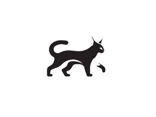 Silhouette of Black Lynx isolated on white background. Lynx Vector logo. Lynx icon. 