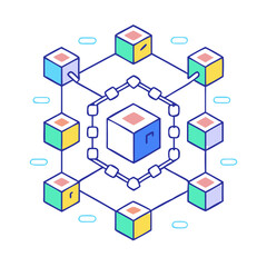 Obraz premium blockchain icon, blockchain vector illustration-simple illustration of blockchain, perfect for blockchain logos and icons