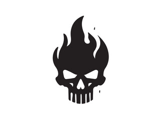 Fire Skull, Skeletal rock Logo. burning skull silhouette design. Skull logo. Vector illustration. 