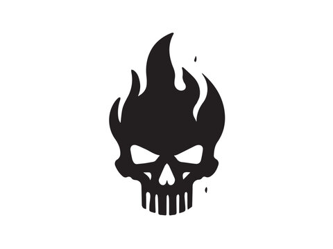 recommend clip art: Fire Skull, Skeletal rock Logo. burning skull silhouette design. Skull logo. Vector illustration. 