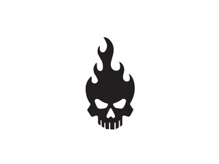 Fire Skull, Skeletal rock Logo. burning skull silhouette design. Skull logo. Vector illustration. 