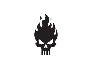 Fire Skull, Skeletal rock Logo. burning skull silhouette design. Skull logo. Vector illustration. 