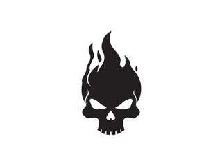 Fire Skull, Skeletal rock Logo. burning skull silhouette design. Skull logo. Vector illustration. 