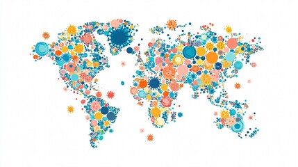Fototapeta premium Coronavirus Map Spreading Wide Angle Center Vector Illustration