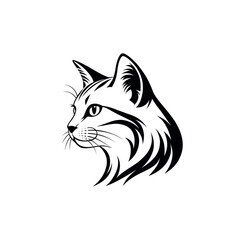 cat logo silhouette vector line art logo design