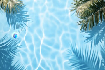 Tropical pool, overhead, palm shadows, summer, vacation