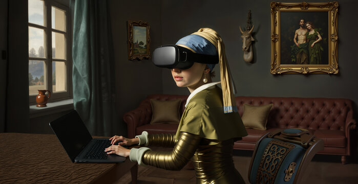 Girl with a Pearl Earring and VR glasses