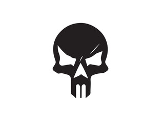 Black vector skull silhouette. Skull Silhouette Icon Vector Design on White Background. Skull vector logo silhouette. 