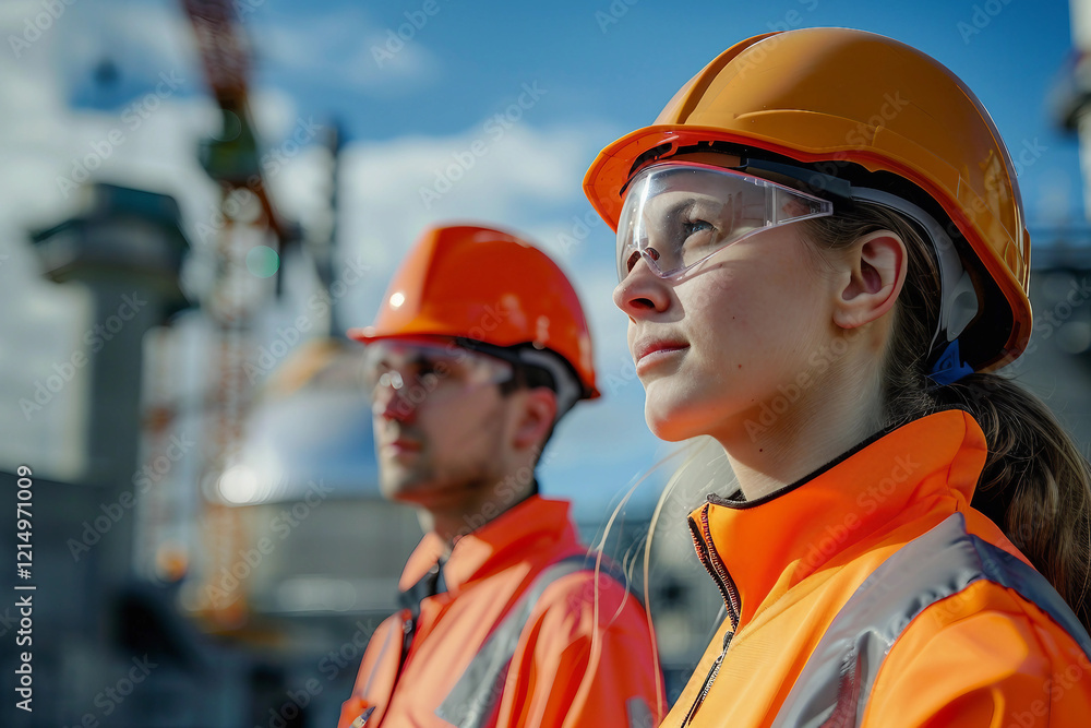 Aufkleber engineer overseeing a nuclear reactor turbine in industrial setting generative ai image