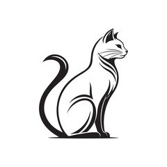 cat logo silhouette vector line art logo design