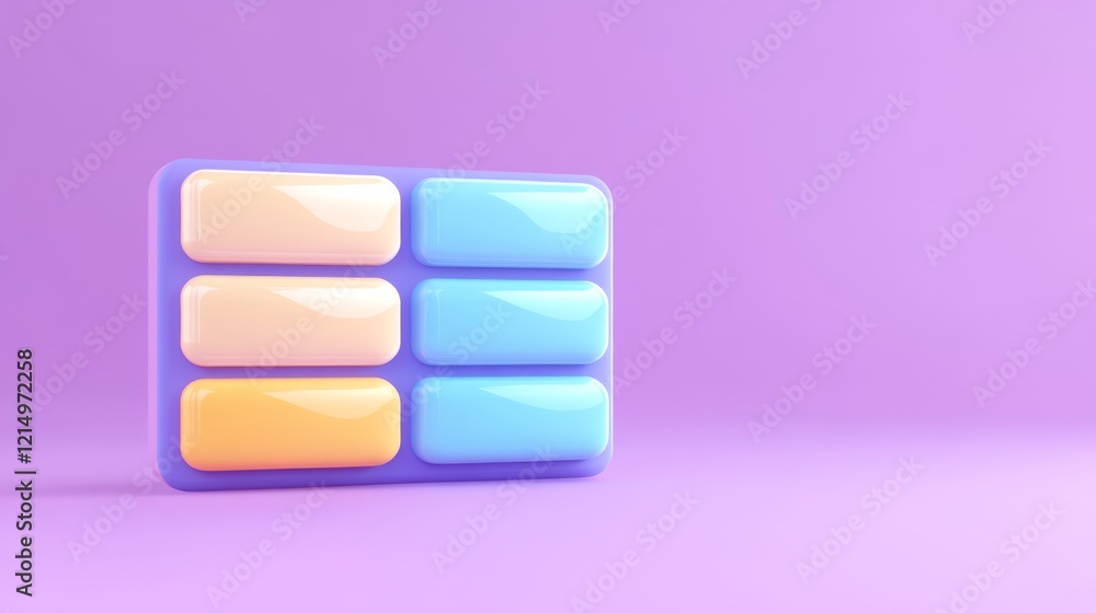 Aufkleber a colorful, abstract arrangement of rectangular blocks on a soft purple background, highlighting mod