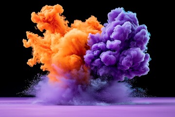 Abstract Orange Purple Ink Explosion in Water