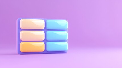 A colorful, abstract arrangement of rectangular blocks on a soft purple background, highlighting modern design and minimalism.