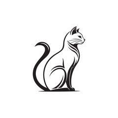 cat logo silhouette vector line art logo design