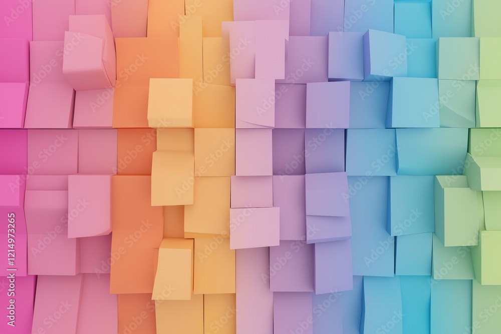 Poster a colorful wall made of blocks in various colors. the blocks are arranged in a way that creates a ra