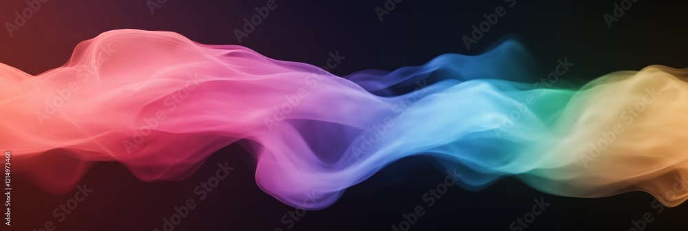 Poster a colorful wave of light is shown in the image. the colors are vibrant and the wave appears to be mo