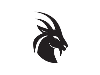 Black Goat head Silhouette. Goat icon. Black Goat logo. Black Goat silhouette isolated on white background. Vector illustration.	