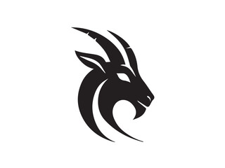 Black Goat head Silhouette. Goat icon. Black Goat logo. Black Goat silhouette isolated on white background. Vector illustration.	