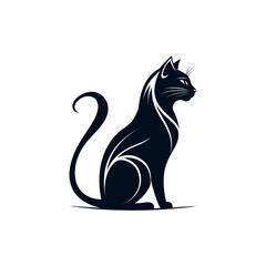 cat logo silhouette vector line art logo design